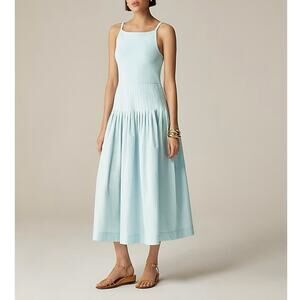 J.Crew Pintuck Mixy Midi Dress A-Line Silhouette Edgewater Light Blue Size XS